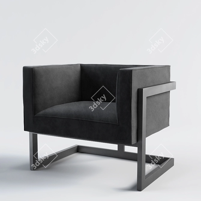 Elegant Eichholtz Mendoza Chair: Black Velvet Lux 3D model image 2