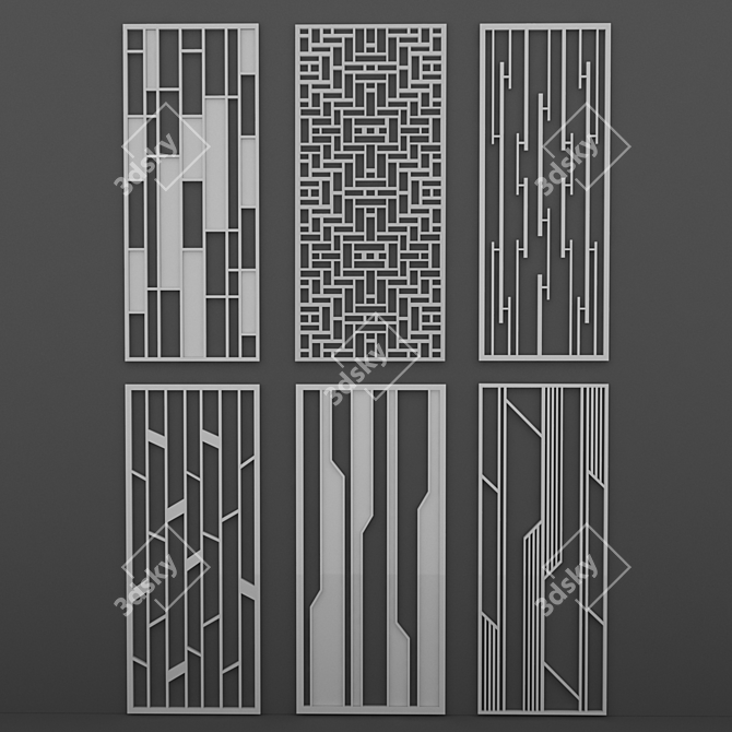Modern Brass Decorative Panels - Set of 6 3D model image 2