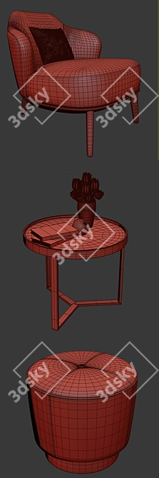 Modern Minotti Leslie Armchair Set 3D model image 3