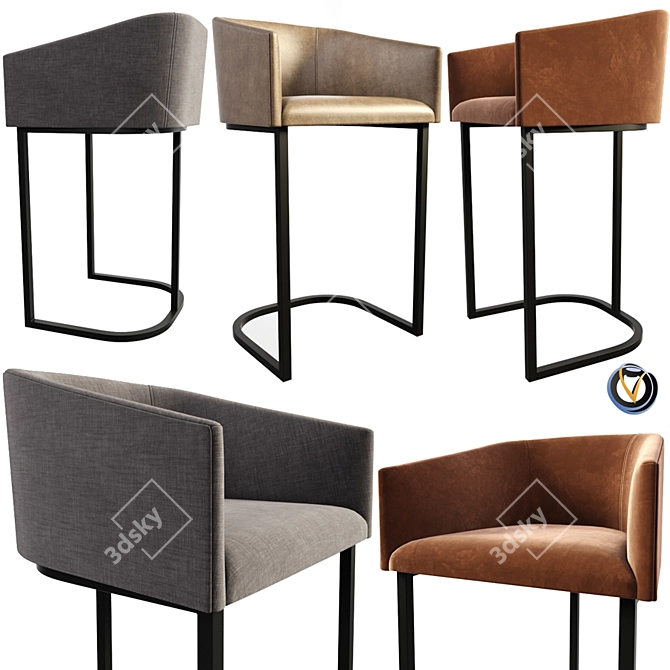 Elegant Noble Bar Chair 3D model image 1