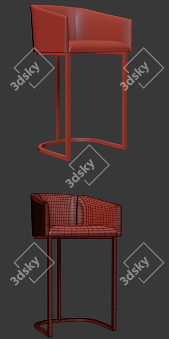 Elegant Noble Bar Chair 3D model image 3