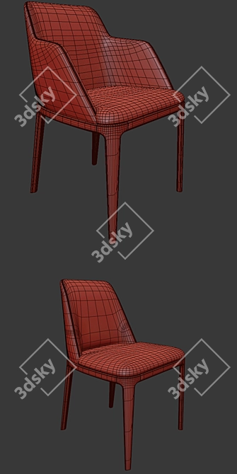 Poliform Grace Duo: Elegant Dining Chair Set 3D model image 2