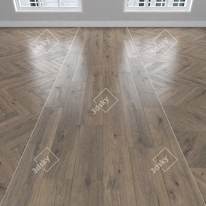 Oak Parquet: Herringbone, Linear & Chevron 3D model image 1