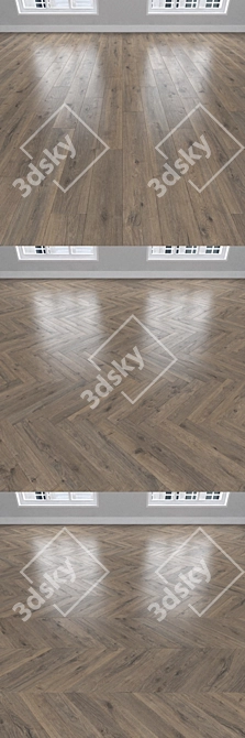 Oak Parquet: Herringbone, Linear & Chevron 3D model image 2