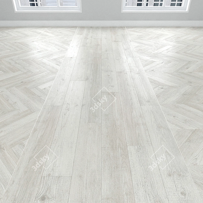 White Pine Parquet: Herringbone, Linear, Chevron 3D model image 1