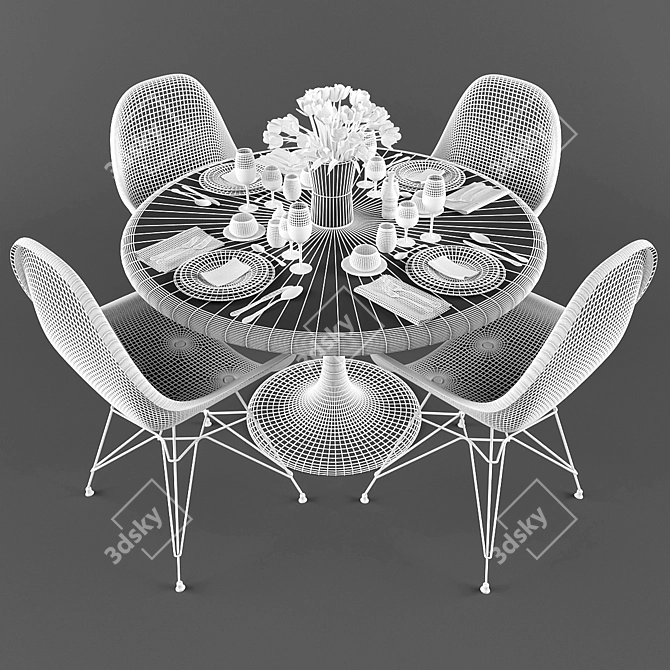 Elegant Tulip Table Setting 3D model image 3