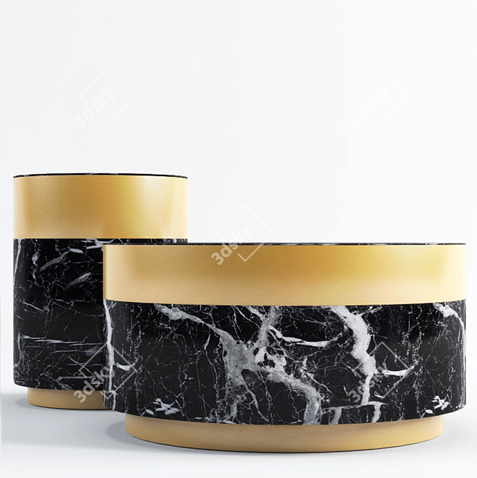 Luxurious Eichholtz Caron Side Table: Faux Black Marble & Brass Finish 3D model image 2