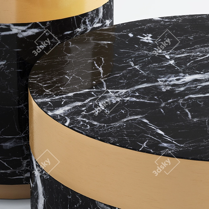 Luxurious Eichholtz Caron Side Table: Faux Black Marble & Brass Finish 3D model image 3