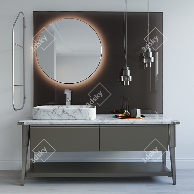 Industrial Chic Bathroom Set 3D model image 1