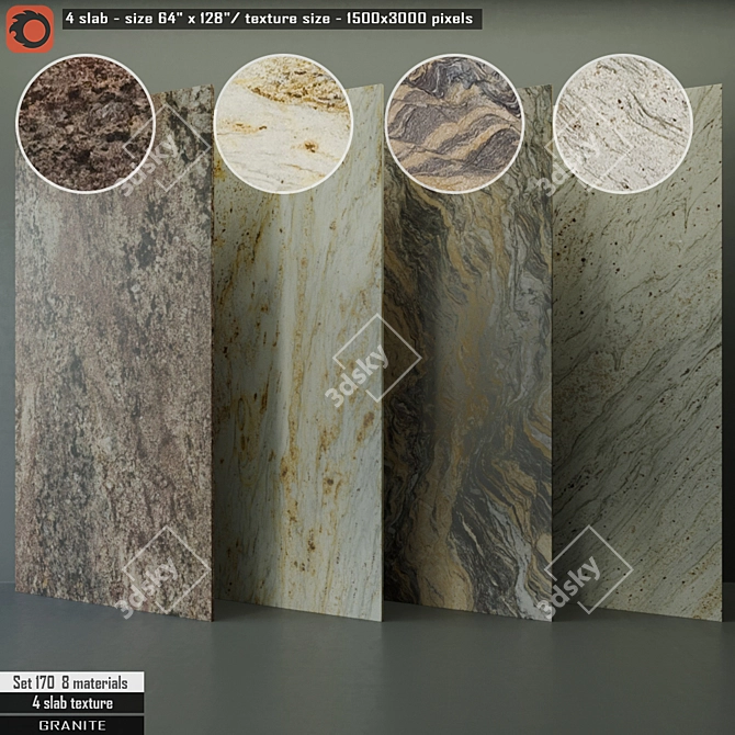 Luxury Granite Slab Set 3D model image 1