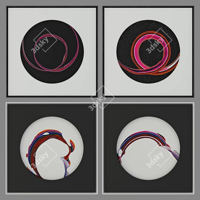 Contemporary Abstract Art Set 3D model image 1