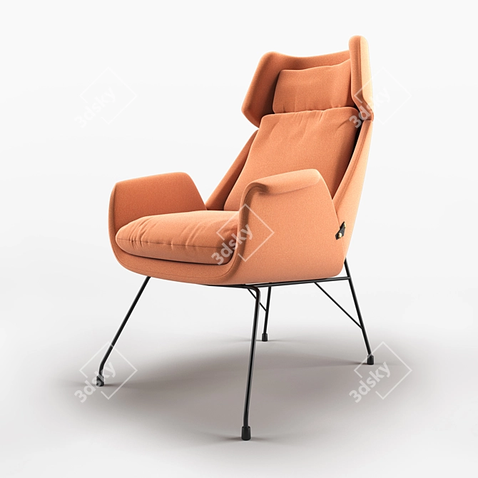 Bozzi Armchair: Italian Design, Iron Frame 3D model image 1