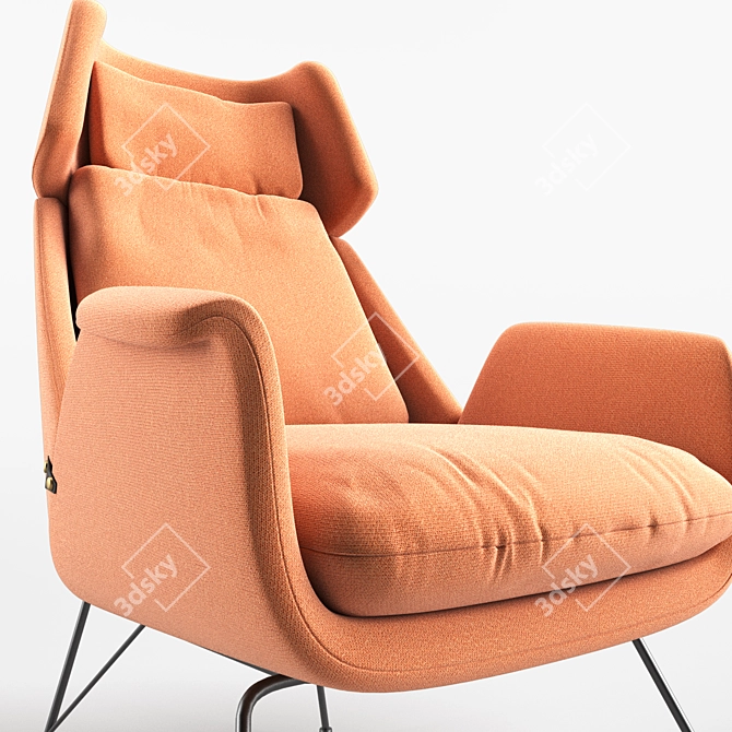 Bozzi Armchair: Italian Design, Iron Frame 3D model image 3