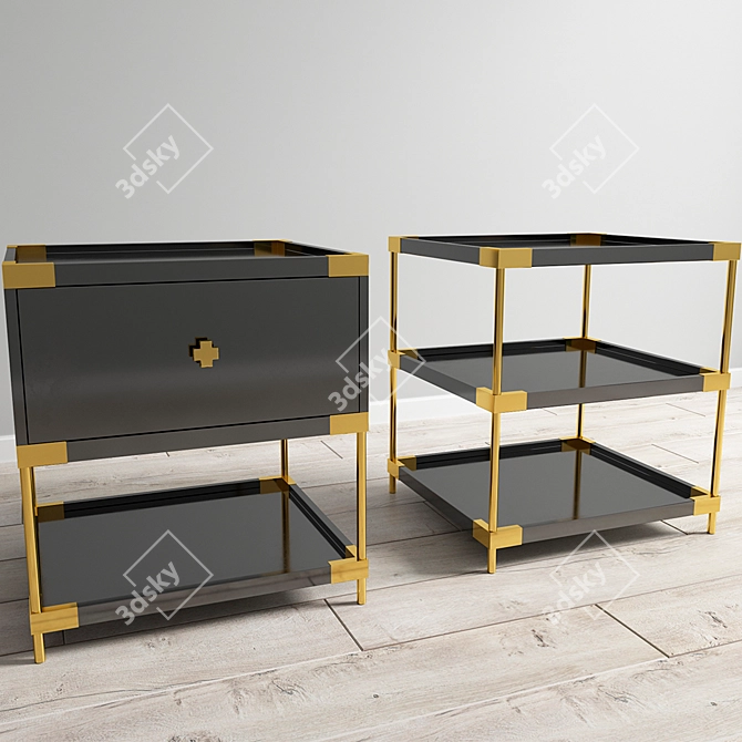 Modern Metal Plywood Tumba 3D model image 1