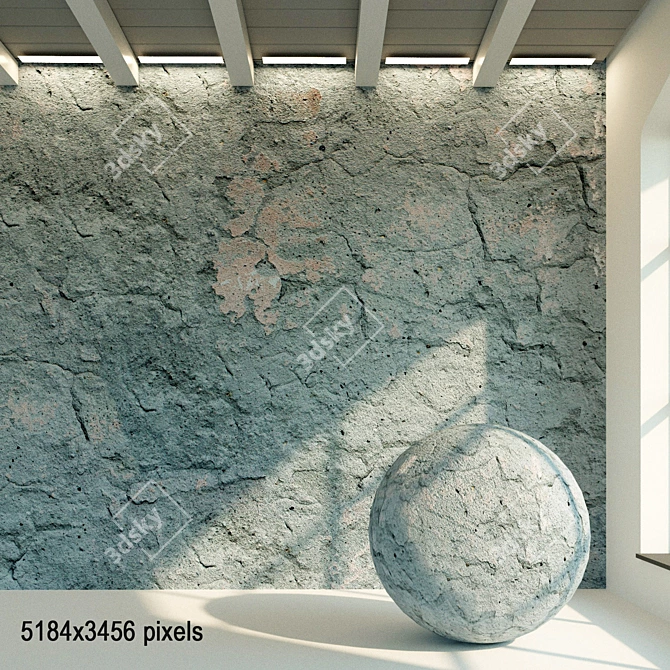 Aged Concrete Wall Texture 3D model image 1