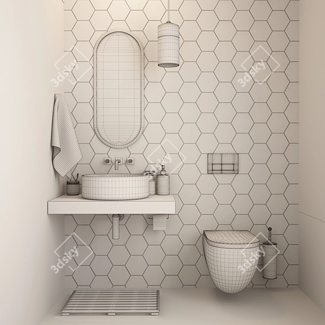 Modern Bathroom Shelving Unit 3D model image 3