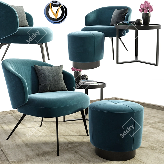 Elegant Lema Bice Armchair Set 3D model image 1