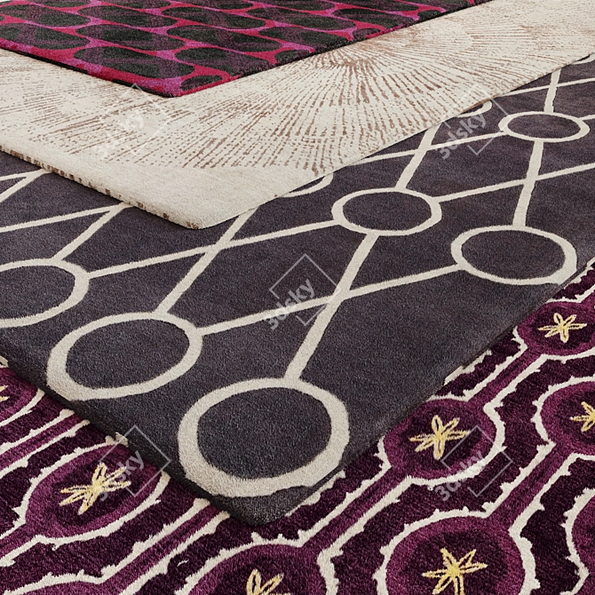 Rustic Elegance: Handmade Geometric Area Rug 3D model image 2