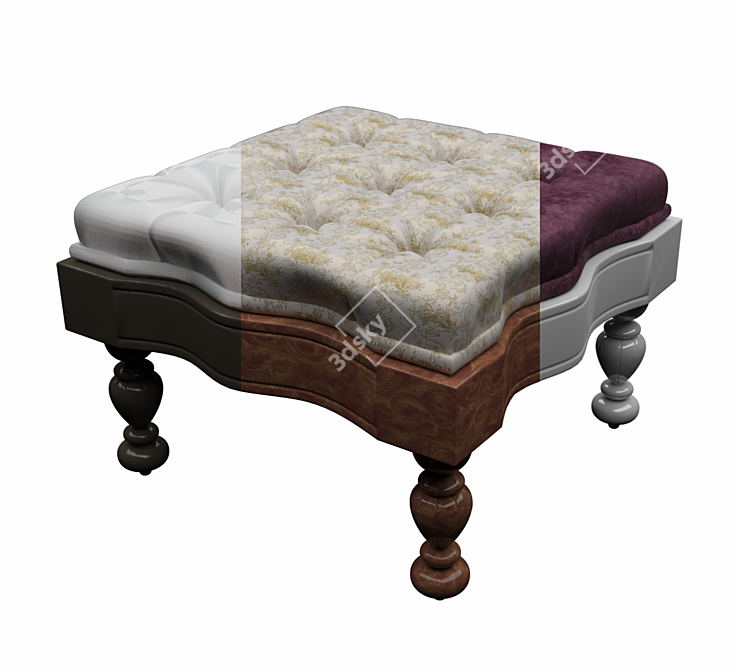 Victorian Style Textured Pouf 3D model image 1