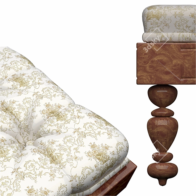 Victorian Style Textured Pouf 3D model image 2