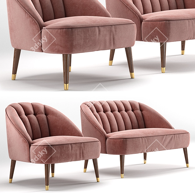 Modern Margot Sofa & Armchair Set 3D model image 1