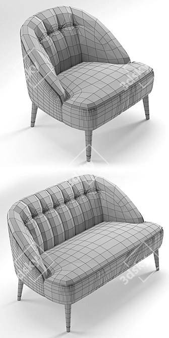Modern Margot Sofa & Armchair Set 3D model image 3