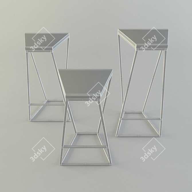 Rustic Metal-Leg Bar Chair 3D model image 3