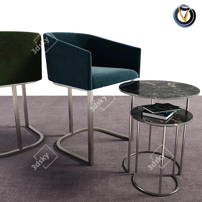 Elegant Dining Set: Noble Chair & Coffee Table 3D model image 1