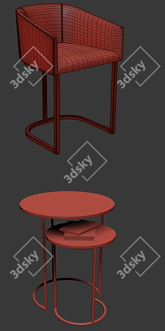 Elegant Dining Set: Noble Chair & Coffee Table 3D model image 2