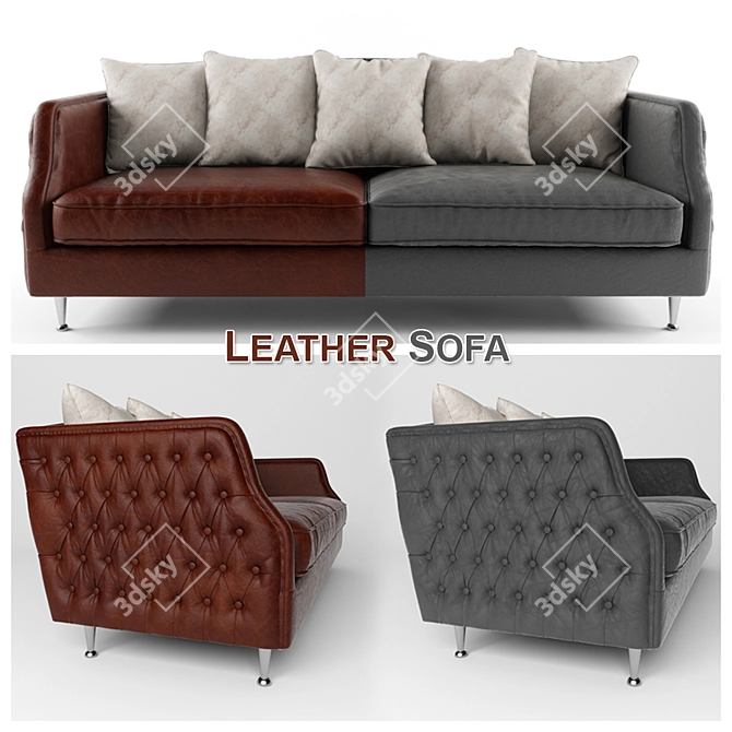 Luxury Leather Sofa 3D model image 1