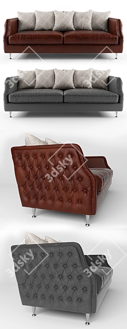 Luxury Leather Sofa 3D model image 2