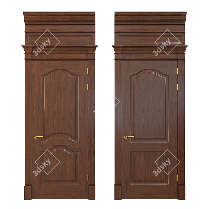 Title: 800mm Wooden Panel Doors - Textured UVW, Available in Various Models 3D model image 1