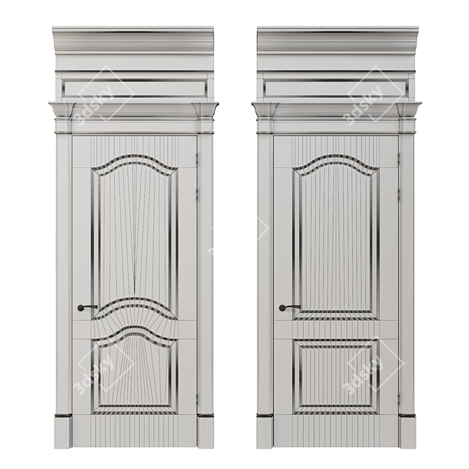 Title: 800mm Wooden Panel Doors - Textured UVW, Available in Various Models 3D model image 2