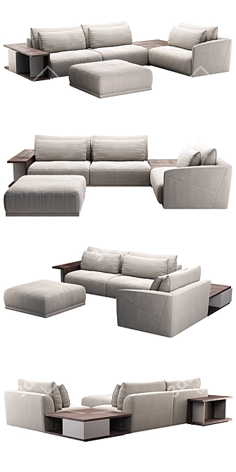 Natuzzi Long Beach: Elegant and Versatile Sofa 3D model image 2