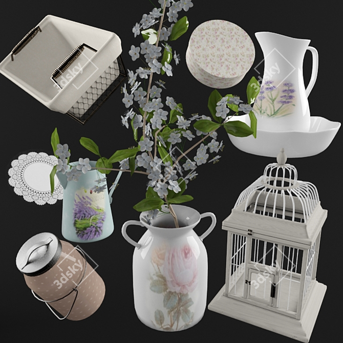 French Provence Decor Set 3D model image 2