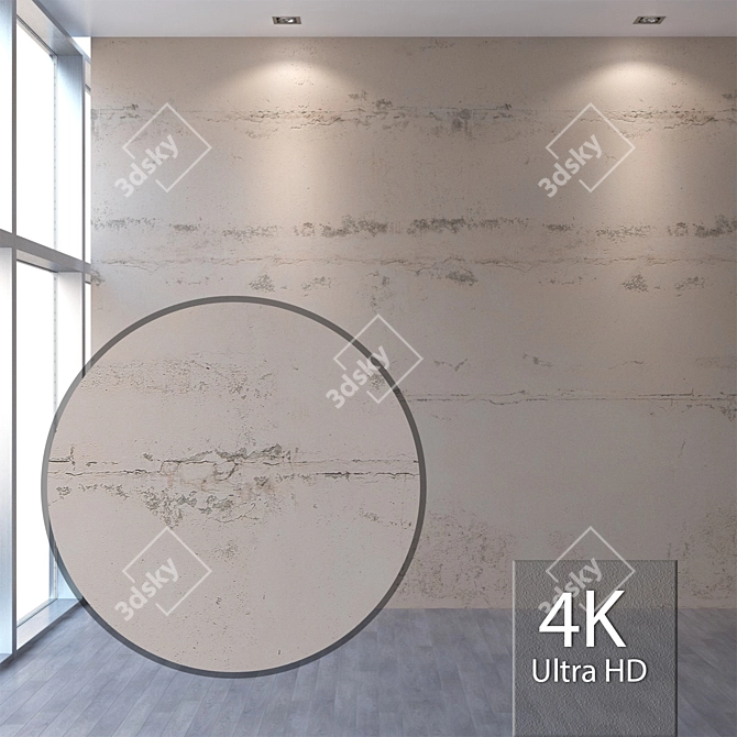 Seamless 4K Textured Plaster 3D model image 1