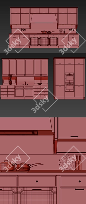 Aster Avenue Home Kitchen Set 3D model image 3