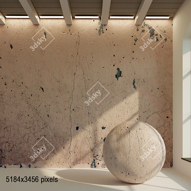 Aged Plaster Wall Texture 3D model image 1