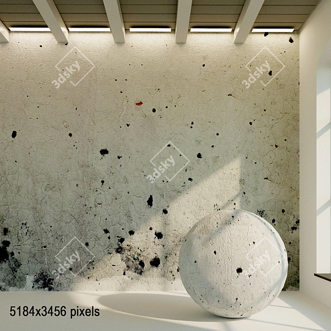 Antique Painted Plaster Wall 3D model image 1