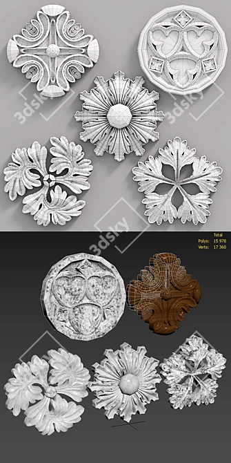 Elegant Wall Rosettes for Stylish Decor 3D model image 3