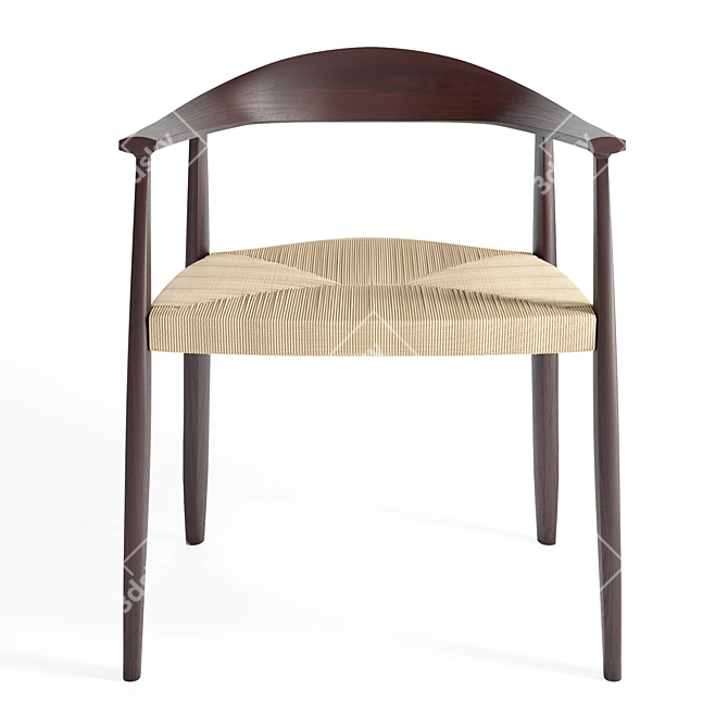 Elegant Solid Wood Armchair 3D model image 2