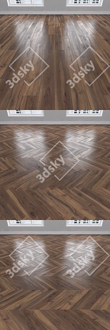 Walnut Parquet: Herringbone, Linear, Chevron 3D model image 2