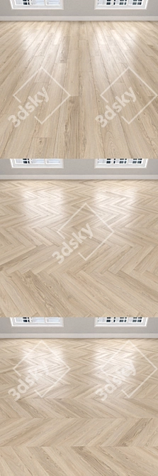 Mountain Oak Parquet, 3 Designs: Herringbone, Linear, Chevron 3D model image 2