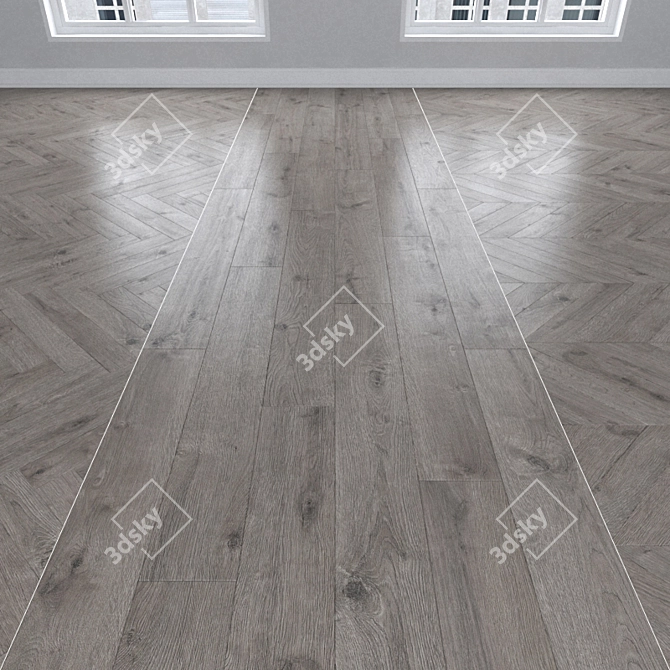 Gray Oak Parquet: Herringbone, Linear, Chevron 3D model image 1