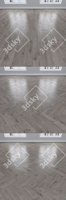 Gray Oak Parquet: Herringbone, Linear, Chevron 3D model image 2