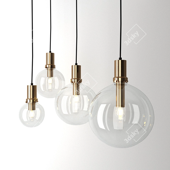 Minimalist Glass Ball Pendant Lamp 3D model image 1