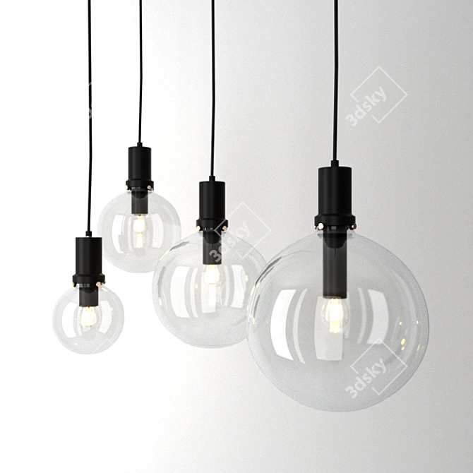 Minimalist Glass Ball Pendant Lamp 3D model image 2