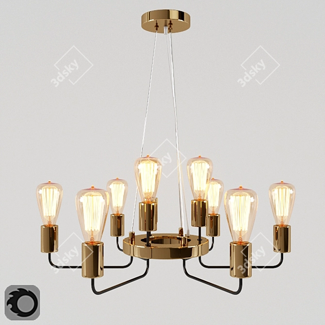 Arte Lamp GELO A6001LM-9BK: Loft Style Pendant with 9 Lights 3D model image 1