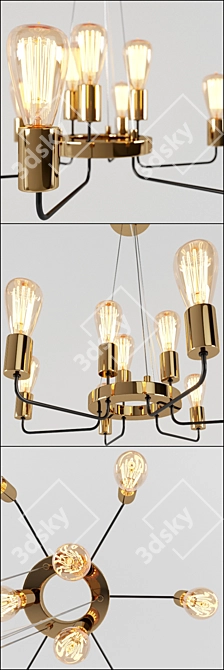 Arte Lamp GELO A6001LM-9BK: Loft Style Pendant with 9 Lights 3D model image 2