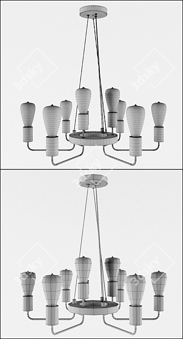 Arte Lamp GELO A6001LM-9BK: Loft Style Pendant with 9 Lights 3D model image 3